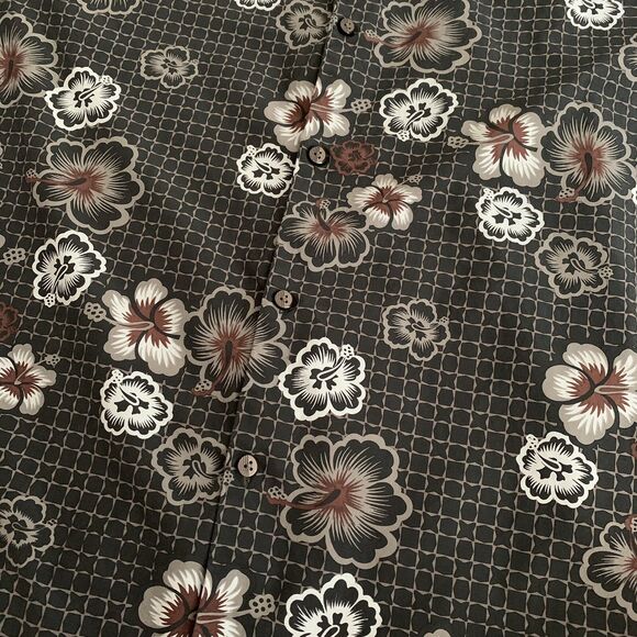 TOMMY BAHAMA Island Modern Fit Black Floral Hibiscus Shirt Men’s Size XL X - Picture 5 of 12